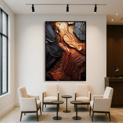 Molten Copper & Black Abstract – Luxury Modern Wall Art