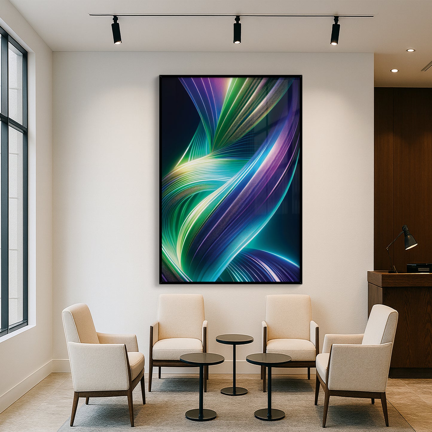 Radiant Ribbon Light Abstract Wall Art – Futuristic Modern Décor