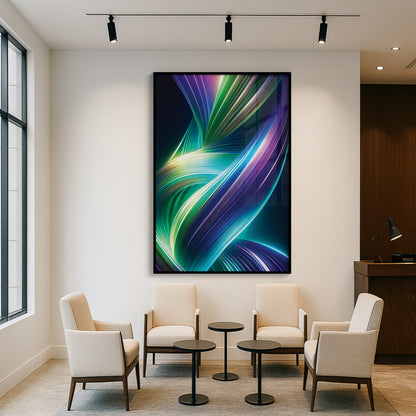Radiant Ribbon Light Abstract Wall Art – Futuristic Modern Décor