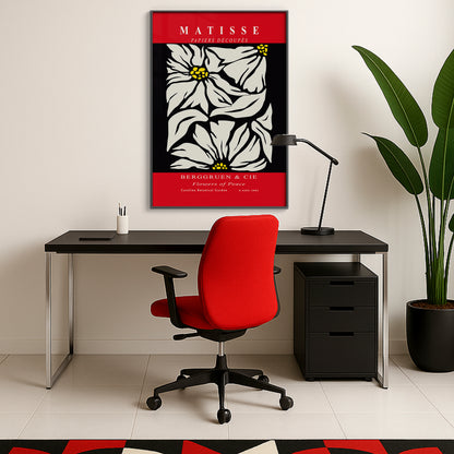 Golden Bloom- Modern Matisse Inspired Geometric Wall Art – Luxury Framed Glass Wall Decoration (Multiple Colors)