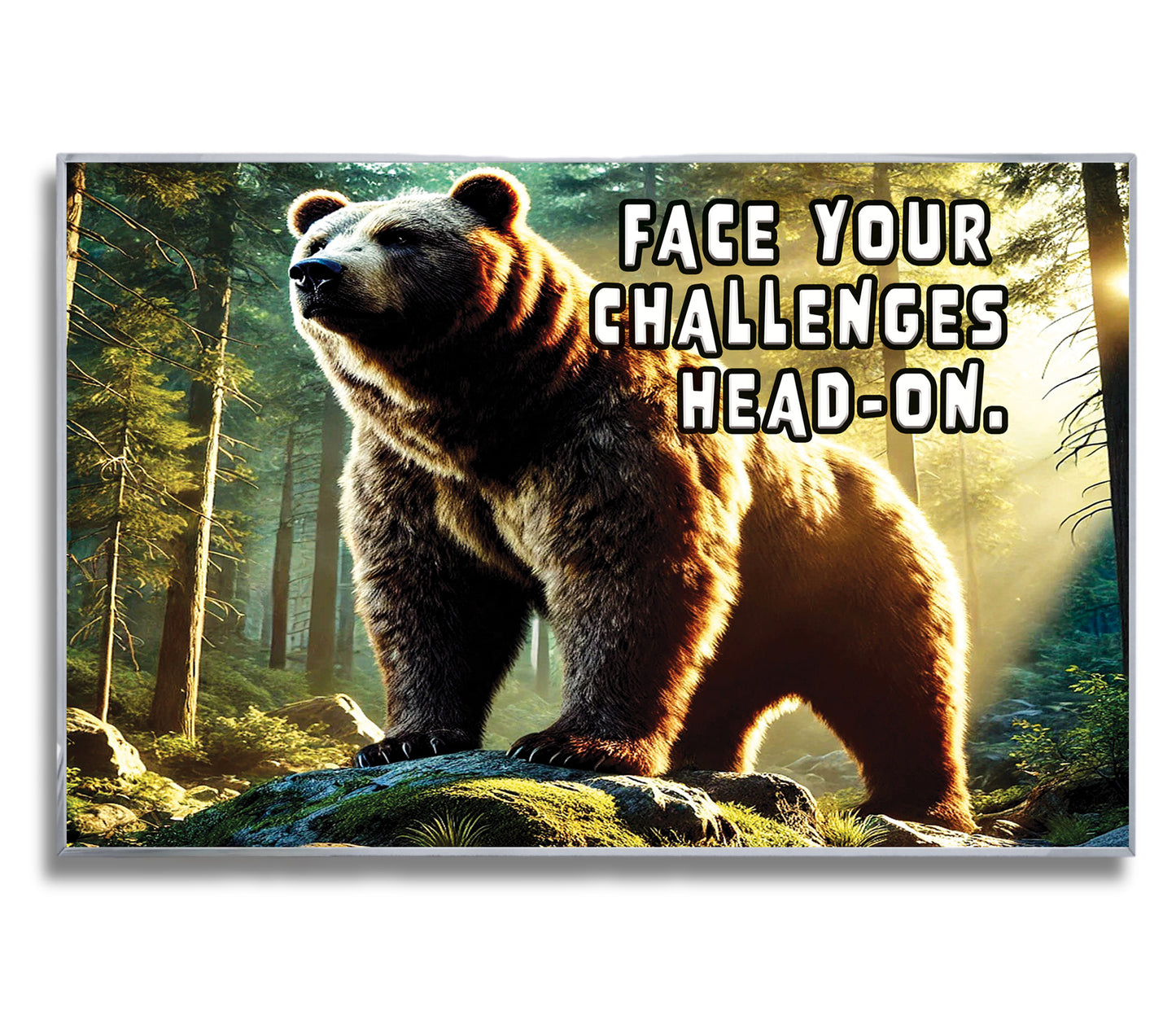 The Fearless Bear – Face Your Challenges Motivational Wall Art