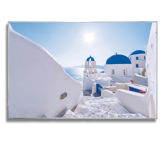 Oia Vista – Santorini Bell Tower Wall Art, Iconic Greek Architecture at Sunrise