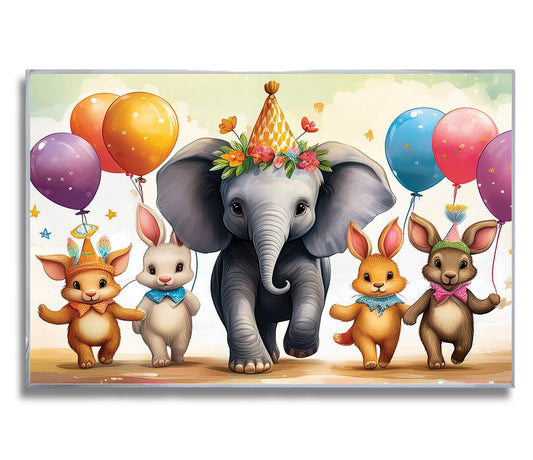 Parade with Elephant & Forest Friends – Celebration Wall Art for Kids