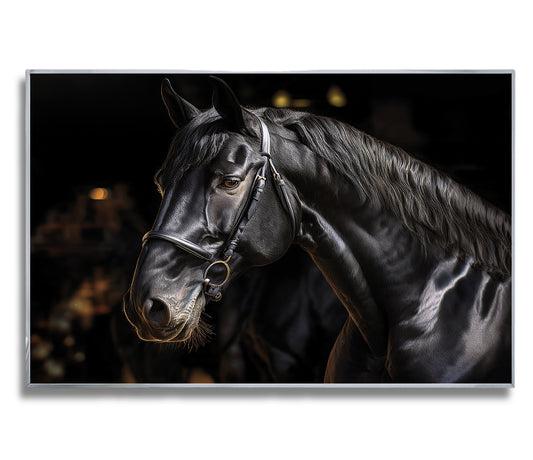 Noble Gaze – Black Percheron in Warm Light
