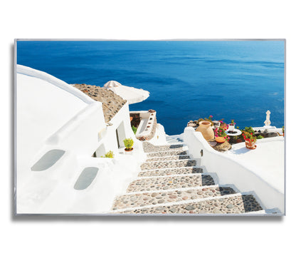 Santorini Cliffside Stairs – Greek Island Wall Art