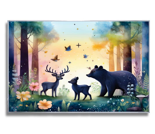 Twilight Forest Guardians – Mystical Animals Nursery Wall Art
