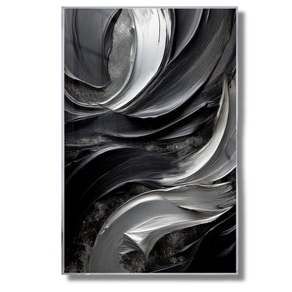 Black & Silver Abstract Wall Art – Modern Luxury Décor