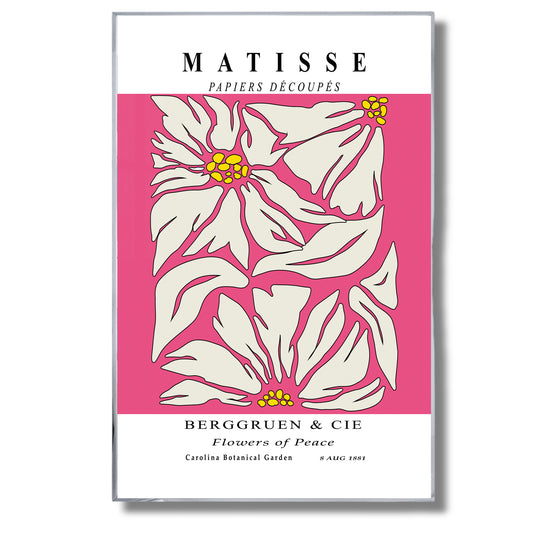 Golden Bloom- Modern Matisse Inspired Geometric Wall Art – Luxury Framed Glass Wall Decoration (Multiple Colors)