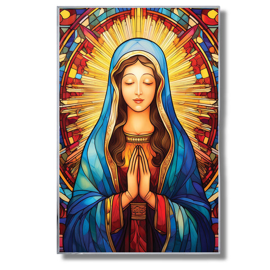 Gentle Mary in Prayer, Stained Glass Wall Art – Holy Virgin Icon