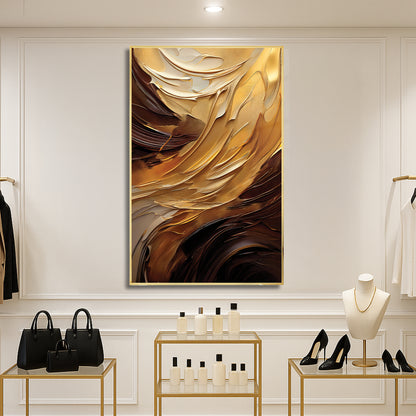 Gold Abstract Wall Art – Textured Modern Elegance