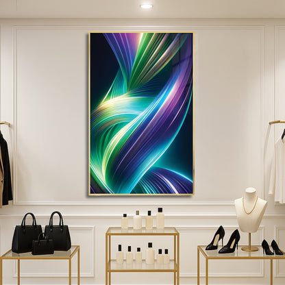 Radiant Ribbon Light Abstract Wall Art – Futuristic Modern Décor