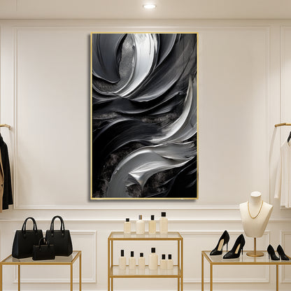 Black & Silver Abstract Wall Art – Modern Luxury Décor